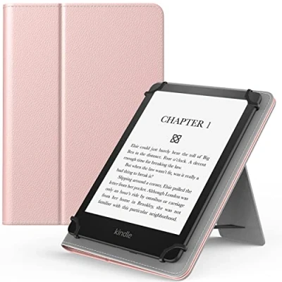 Image of MoKo Universal Case for 6&quot;,6.8&quot;,7&quot; Kindle eReaders Fire Tablet, Kindle/Kobo/Voyaga/Sony E Book PU Folio Lightweight Slim Cover Case, with Hand Strap/Kickstand, Rose Gold