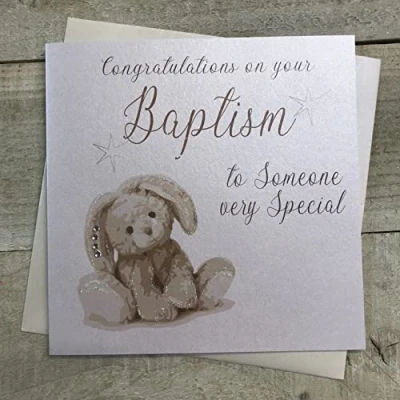 Image of white cotton cards N205 Code &quot;Congratulations On Your Baptism To Someone Very Special&quot; Handmade Card, 16cm x