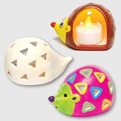 Image of Baker Ross AF713 Hedgehog Ceramic Tealight Holders (Box of 4), M