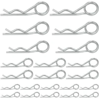 Image of 22pcs Cotter Pins R Clips，Double Winded Retaining Spring Hitch , Galvanized Steel shaped Split (2.5 5mm)