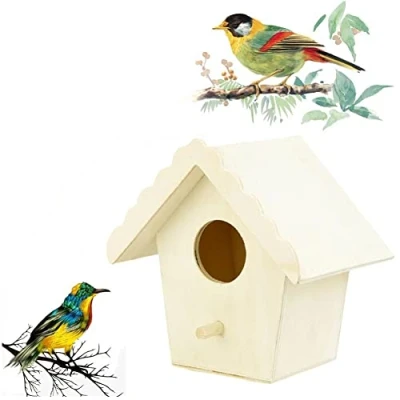 Image of Bird Nesting Box House Wooden Hanging Birds Nest Small for Garden Outdoors Tree