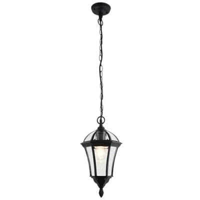 Image of VALL Traditional Matt Black Finish with Clear Glass Outdoor Garden Porch Weatherproof Lantern Pendant Ceiling Light IP44 Rated