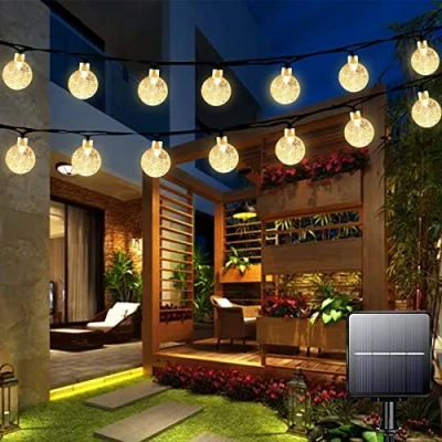Image of Garlocht Solar Garden Lights Outdoor Waterproof, 50LED 7M/23Ft Fairy Lights, Crystal Ball with 8 Modes, Decorative Lighting for Home, Yard, Patio, Party,Christmas (Warm White)