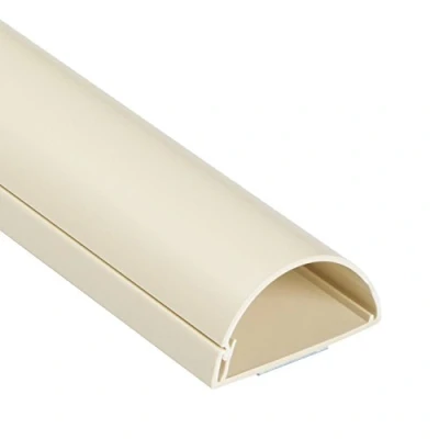 Image of D Line Maxi Cable Trunking, Wall Mounted TV Wire Hider, Paintable, Half Round Self Adhesive Cover, Desk Management 50mm (W) x 25mm (H) 1 meter Length Magnolia