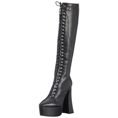Image of LAMODA Women&#039;s Panic Attack Knee high boot, Black PU, 3.5 UK