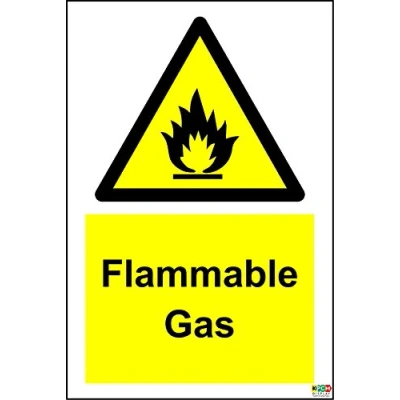 Image of Warning Flammable Gas Safety Sign 1.2mm Rigid Plastic 300mm x 200mm