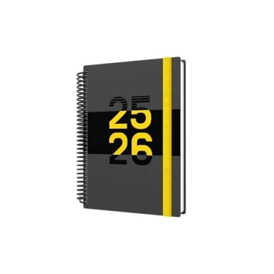 Image of Collins &#039;Delta&#039; 12 Month Mid/Academic Year Planner, August 2025 2026 Day to Page Appointments Diary, A5 Wiro Bound Cover, Yellow