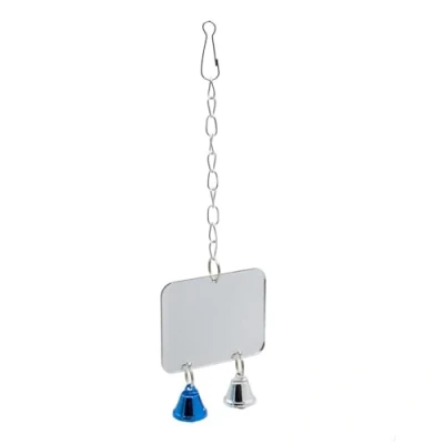 Image of DONGKER Bird Cage Hanging Mirror, Acrylic Mirror With Bell for Parrot Cockatiel Parakeet