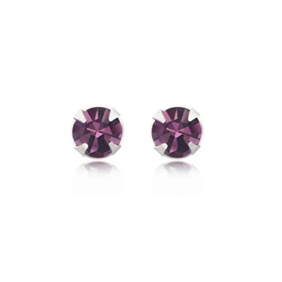 Image of Sterling silver 3mm round Amethyst crystal Andralok stud earrings/Gift box
