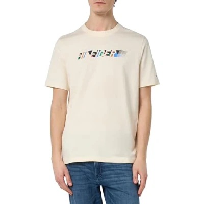 Image of Tommy Hilfiger Men&#039;s Multicolour Tee Mw0mw34419 S/S T Shirts, Beige (Calico), S