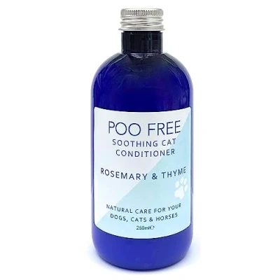 Image of POO FREE Conditioner for Cats 99% Natural Thyme and Rosemary. Sulfate/Parabens Free. Cleans, Soothes, Relieves Itchy Skin. pH Balanced, Concentrated. 250ml