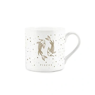 Image of Purely Home Pisces Gold Star Sign Mug Fine Bone China White Coffee/Tea Present Zodiac Gift