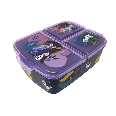 Image of Theonoi Children&#039;s Lunchbox, Sandwich Box with Compartments and Dividers, Nursery Lunchbox Made of BPA Free Plastic Frozen II