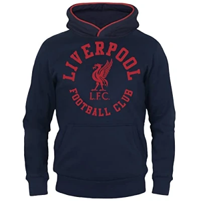 Image of Liverpool FC Official Football Gift Boys Graphic Fleece Hoody Navy 6 7 Yrs SB