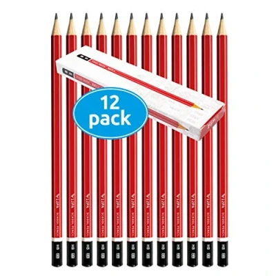 Image of 12 HB Pencils for Children School Kids Writing Hexagonal Wood Cased Everyday Office use (Black Lead, 12)
