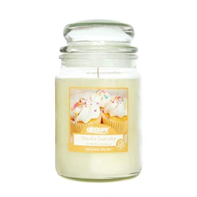 Image of AIRPURE Large Candle Scented, Vanilla Cupcake Fragrance, 18oz Jar, 120 Hour Ornamental Candles, Fill The Room with a Warm and Homey for Bedroom, Bathroom, Family of Office