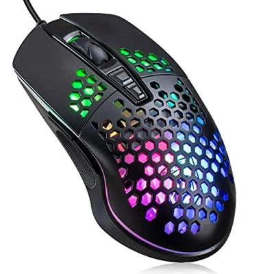 Image of Gaming Mouse RGB Backlit USB Mice &amp; 7 Buttons Programmable Driver, 6400 DPI Ergonomic Ultralight Honeycomb Shell for PC Gamers Laptop Computer PS4 (75g) (Black)