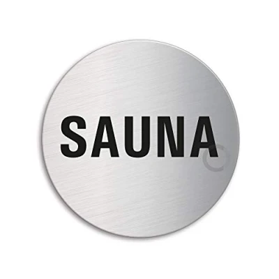Image of Door Sign Sauna Material Stainless Steel dia. 75 mm finely brushed matt self adhesive No. 8523