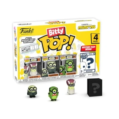 Image of Funko Bitty POP! Minions and A Surprise Mystery Mini Figure 0.9 Inch (2.2 Cm) 2 Collectable Stackable Display Shelf Included Gift Idea Party Bags Stocking Cake Topper