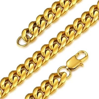 Image of GOLDCHIC JEWELRY 10mm Chunky Miami Curb Link Necklace, Gold Cuban Man Chain