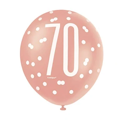 Image of Stunning 70th Rose Gold Latex Balloons (30cm) Perfect for Birthday, Annivesaries &amp; Memorable Celebrations 6ct