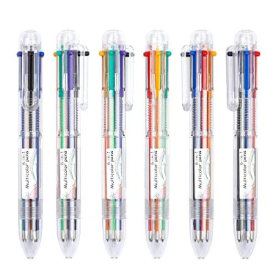 Image of Shuttle Art Multicoloured Pens, 23 Pack 6 in 1 0.7mm Colours Retractable Ballpoint Multicolour Pens Bulk for Office School Supplies Students Children Gift