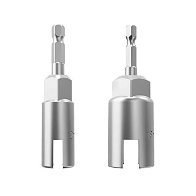 Image of 2 Pack 1/4&quot; Hex Shank，Power Wing Nut Driver Set,Slot Nuts Drill Bit Socket Wrenches Tools Set, Drills Bits for Panel screws eye C hook bolt (2 Size （12mm,18mm）)