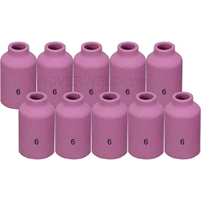 Image of RIVERWELD TIG Gas Lens Alumina Nozzle Ceramic Cup 54N16 (#6) for WP 17 18 26 Welding Torch 10pk