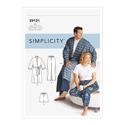Image of SIMPLICITY Sewing Pattern S9131 Unisex Sleepwear, Various, BB (XL XXL XXXL)