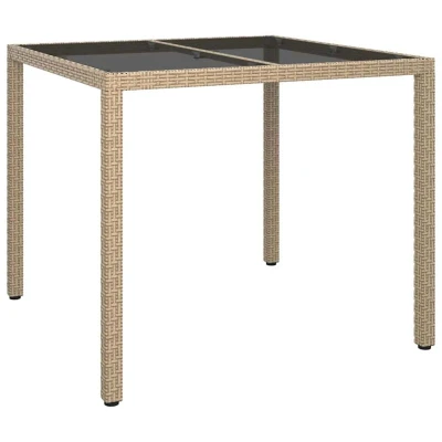 Image of vidaXL Garden Dining Table Beige 90x90x75 cm Poly Rattan