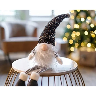 Image of Marco Paul Large Furry Fabric Christmas Gonk, decorations, gnomes, Xmas figurine, gonks Christmas, ornaments for the home,Grey