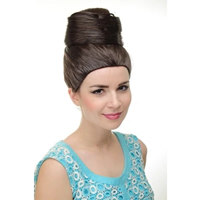 Image of Wig ME UP GFW2200 6 Lady Quality Cosplay turban style towering beehive 50s 60s hairbun bun Diva chocolate brown