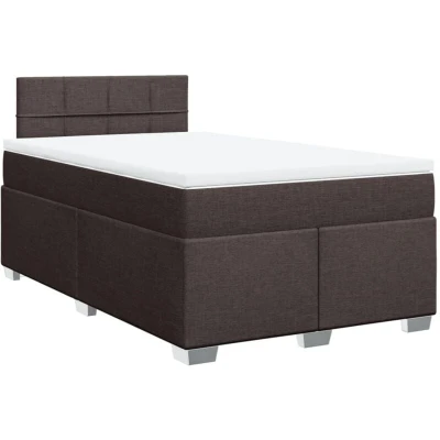 Image of vidaXL Box Spring Bed with Mattress Dark Brown 120x200 cm Fabric