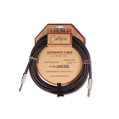 Image of Carry on 6m (20ft) Instrument Cable Straight ¼ Jack to for Bass/Electric Guitar/Electro Acoustic/Keyboard/Amp
