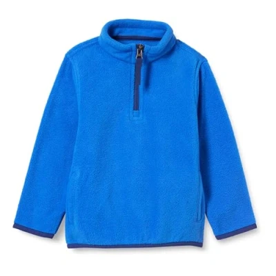 Image of Amazon Essentials Boys&#039; Polar Fleece Quarter Zip Pullover Jacket, Blue, 10 Years