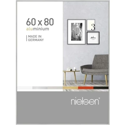 Image of nielsen Pixel Photo Frame, 60x80cm Silver Aluminium Picture Frame with Protective Float Glass and Push Turn Clips Frosted