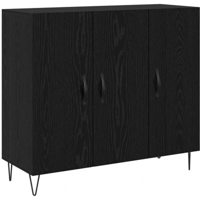 Image of vidaXL Sideboard Black oak 90 x 34 80 cm Engineered wood