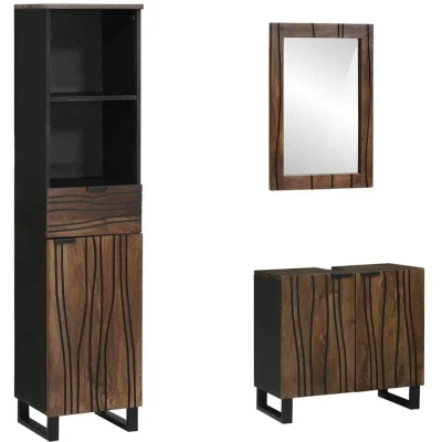 Image of vidaXL Bathroom Furniture Set 3 pcs Walnut brown 38 x 33 160 cm