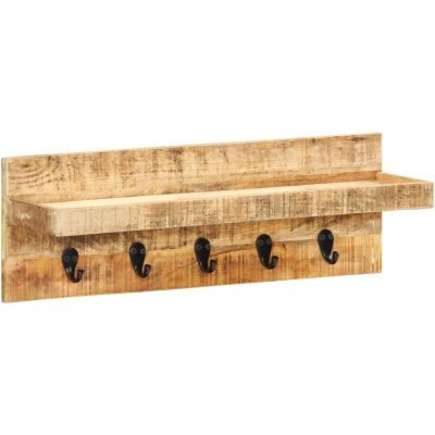 Image of vidaXL Wall Mounted Coat Rack 60x15x20 cm Solid Rough Mango Wood
