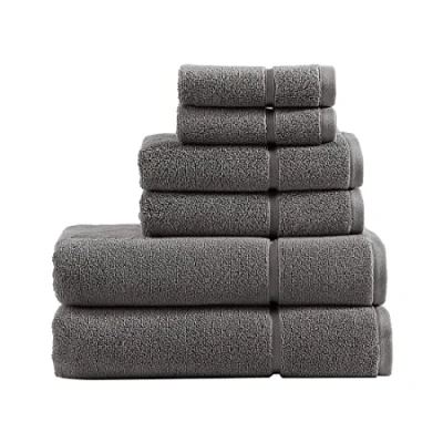 Image of Vera Wang Bath Towels Set Luxury Cotton Bathroom Decor, Highly Absorbent &amp; Low Linting, 6 Piece, Charcoal