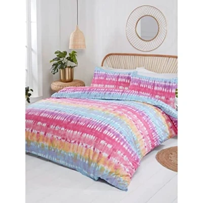 Image of Rapport Home Tie Dye Duvet Cover Set, Polycotton, Multicolour, Single