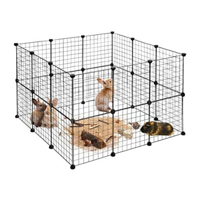 Image of Relaxdays Small Animal Cage Extensible Playpen DIY Open Enclosure, 72 x 110 cm, Black