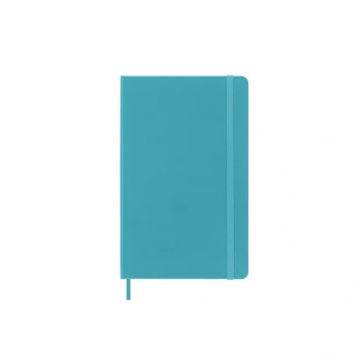 Image of Moleskine Classic Plain Paper Notebook, Hard Cover and Elastic Closure Journal, Color Reef Blue, Size Large 13 x 21 cm, 240 Pages