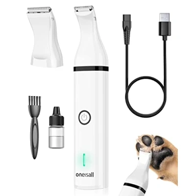 Image of oneisall Dog Paw Trimmer, Quiet Clippers, Shaver for Dogs Cats Paws, Eyes, Ears, Face