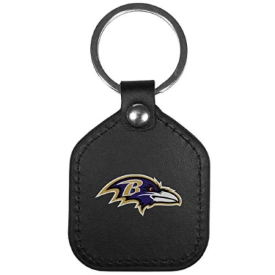 Image of Siskiyou Sports NFL Baltimore Ravens Unisex Leather Square Key Chains, Black, One Size