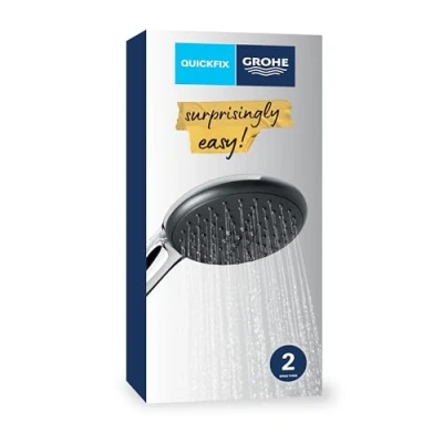 Image of GROHE Vitalio Start 110 Hand Shower (Round 11 cm Head, 2 Sprays: Rain and Jet, Anti Limescale System, Silicone Ring Scalding Protection, Universal Mounting System), Chrome, 26947001