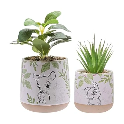 Image of Widdop Disney Forest Friends Set Of 2 Bambi Planters Indoor Usage