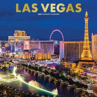 Image of Las Vegas 2025 12 x 24 Inch Monthly Square Wall Calendar Foil Stamped Cover Plastic Free
