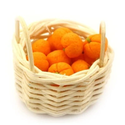 Image of MyTinyWorld Dolls House Miniature Basket of Handmade Oranges