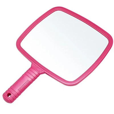 Image of Accessotech Professional Handheld Salon Barbers Hairdressers Paddle Mirror Tool with Handle (Pink)